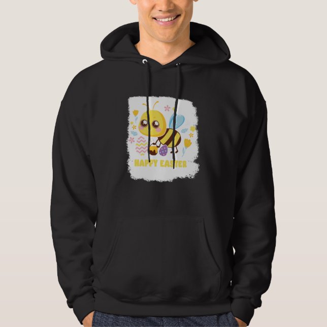 Bunny Spring Hunt Eggs bee Happy Easter Day Hoodie (Front)