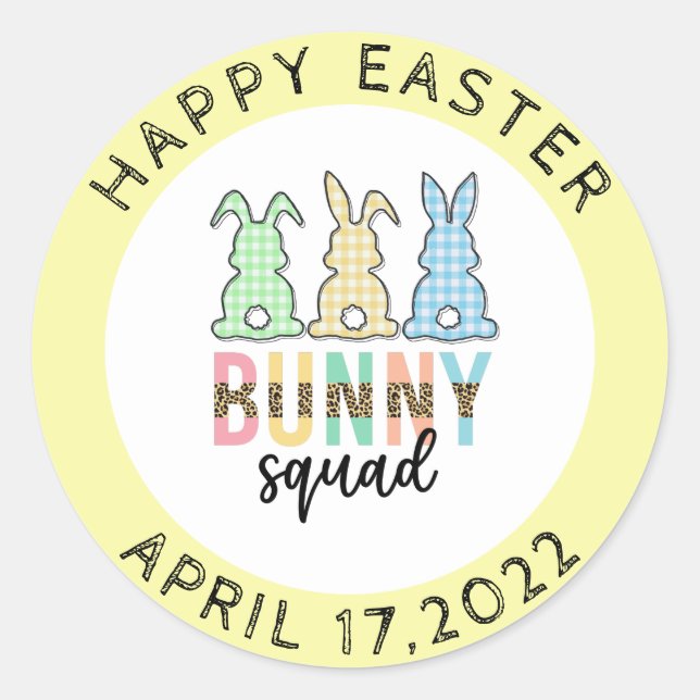 Bunny Squad | Easter Egg Hunt Cute Bunny Classic Round Sticker (Front)