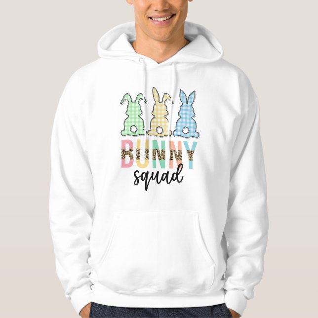 Bunny Squad | Easter Egg Hunt Cute Bunny  Hoodie (Front)