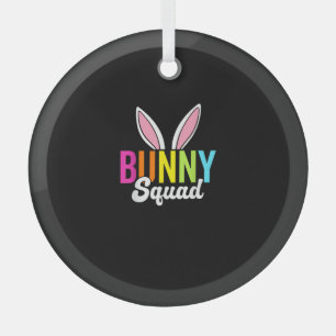 Bunny squad, matching easter rabbit ears, Easter p Glass Tree Decoration