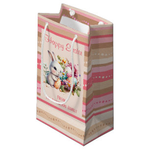 Bunny Striped Border Easter Small Gift Bag