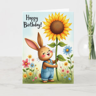 Bunny Sunflower Birthday Card