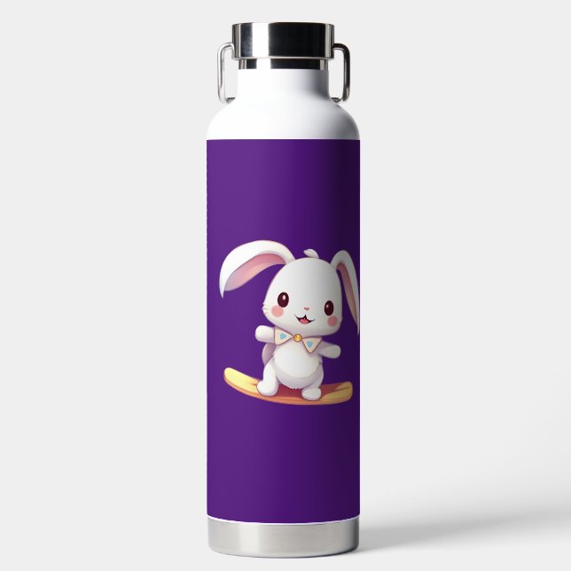 bunny surfing water bottle (Front)