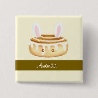 Bunny Sweet Dessert Cinnamon Bun 15 Cm Square Badge