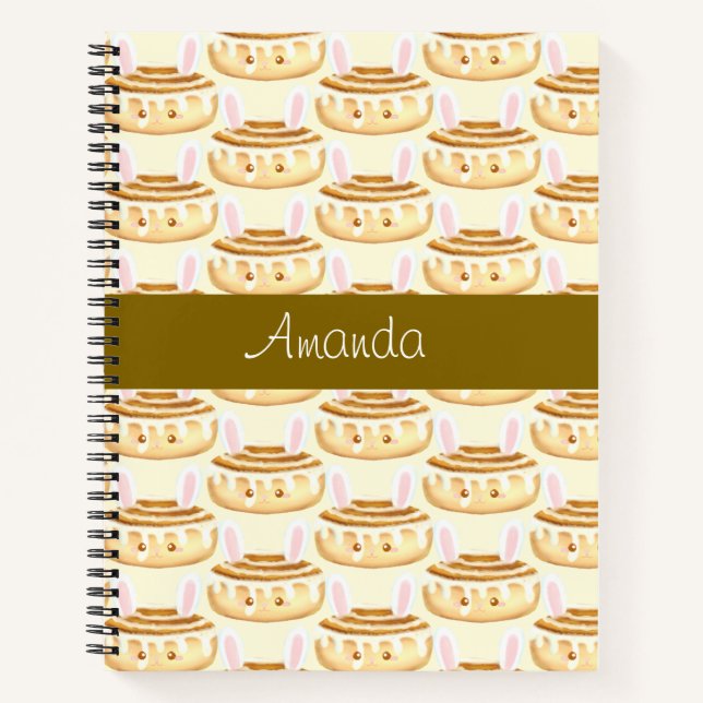 Bunny Sweet Dessert Cinnamon Bun Notebook (Front)