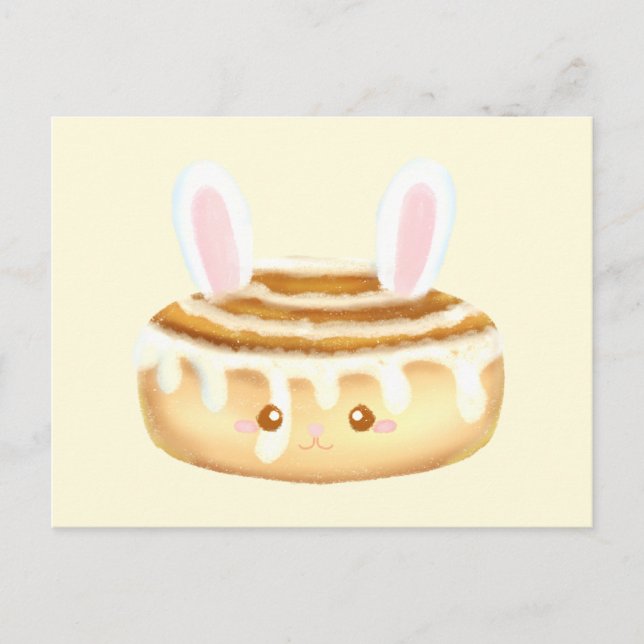 Bunny Sweet Dessert Cinnamon Bun Postcard (Front)