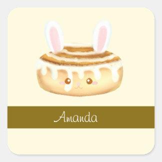 Bunny Sweet Dessert Cinnamon Bun Square Sticker