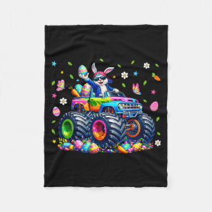 Bunny T-rex Easter Day Monster Truck Funny Dino Bo Fleece Blanket
