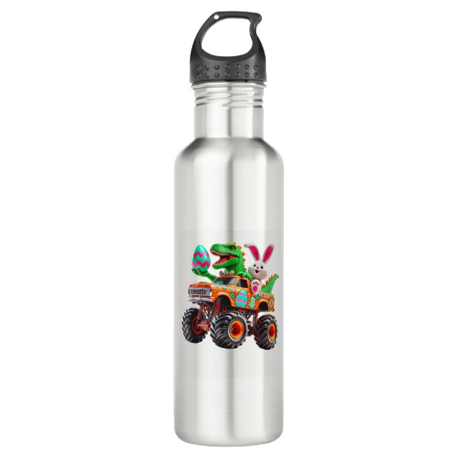 Bunny T-rex Easter Monster Truck Dino Funny Boys K 710 Ml Water Bottle (Front)