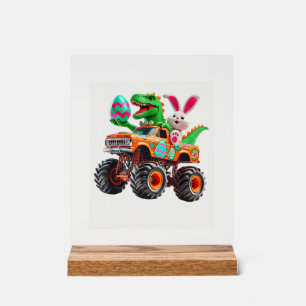 Bunny T-rex Easter Monster Truck Dino Funny Boys K Acrylic Sign