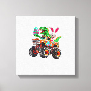 Bunny T-rex Easter Monster Truck Dino Funny Boys K Canvas Print