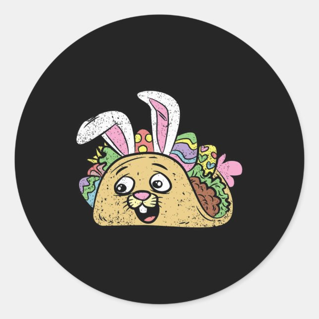 Bunny Taco Easter Funny Mexican Food Egg Hunting S Classic Round Sticker (Front)