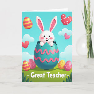 Bunny Teal Egg Wavy Lines Pattern Card