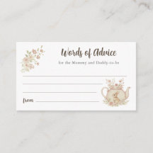 Bunny Teapot Baby Shower Words of Advice 