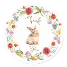 Bunny thank you sticker floral-Customisable
