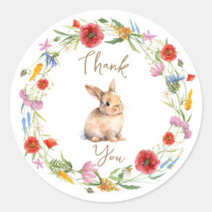 Bunny thank you sticker floral-Customisable