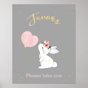 Bunny Themed Favors Baby Shower Sign