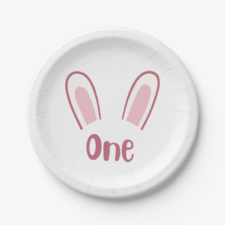 Bunny themed "first" birthday party plates 