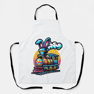 Bunny Train Railroad Easter Egg Kids Toddler Boys  Apron