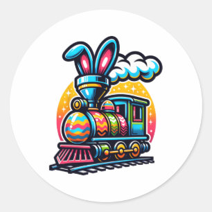 Bunny Train Railroad Easter Egg Kids Toddler Boys Classic Round Sticker