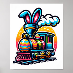 Bunny Train Railroad Easter Egg Kids Toddler Boys  Poster