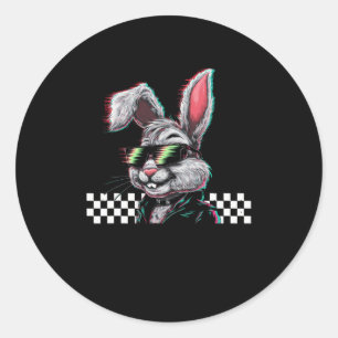 Bunny Trippy Vaporwave Easter Techno Rave Edm Musi Classic Round Sticker