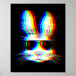 Bunny Trippy Vaporwave Easter Techno Rave Edm Musi Poster