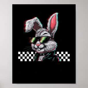 Bunny Trippy Vaporwave Easter Techno Rave Edm Musi Poster