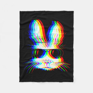 Bunny Trippy Varwave Easter Techno Rave Edm Music  Fleece Blanket