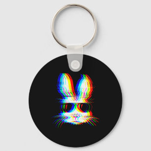 Bunny Trippy Varwave Easter Techno Rave Edm Music Key Ring