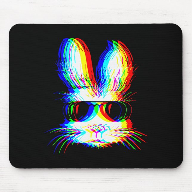 Bunny Trippy Varwave Easter Techno Rave Edm Music  Mouse Mat (Front)
