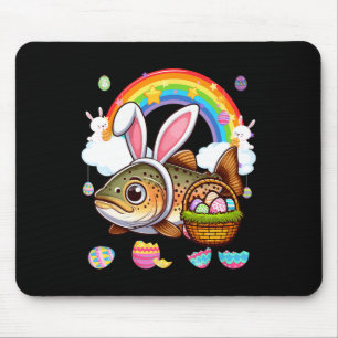 Bunny Trout Fish Easter Hunting Eggs Basket Colorf Mouse Mat