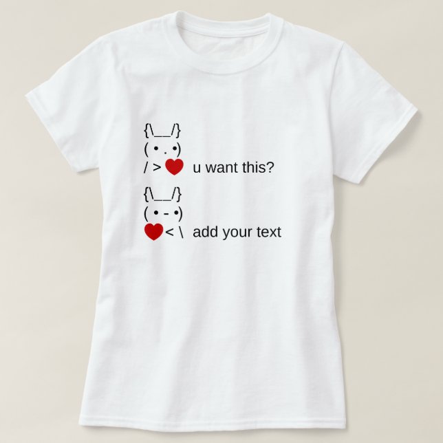 bunny u want this? / Customisable ASCII Text Art T-Shirt (Design Front)