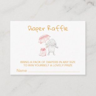 *~* Bunny Umbrella Boots Flower PINK Diaper Raffle Enclosure Card