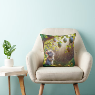 Bunny Under An Easter Egg Tree Cushion