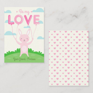 Bunny Valentines Day Card Kids with Love Balloon