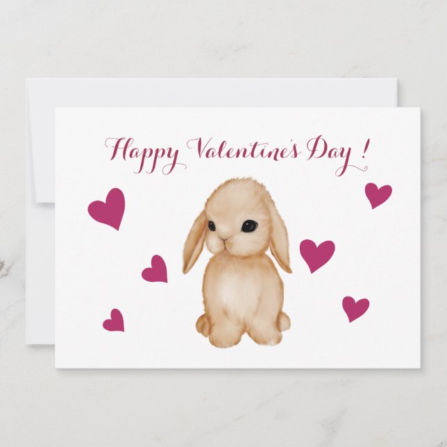 Bunny Valentine's Day Greeting Card (Front)