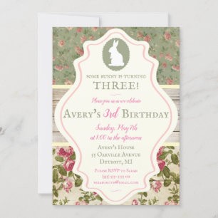 Bunny Victorian Floral Shabby Chic Party Invitatio Invitation