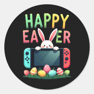 Bunny Video Gaming Gamer Easter Eggs Classic Round Sticker