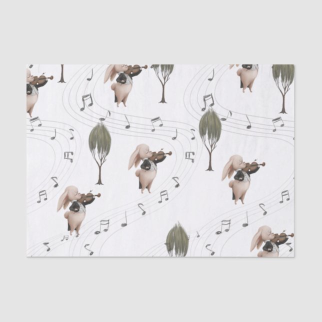 Bunny Violinist Tissue Paper (Front)