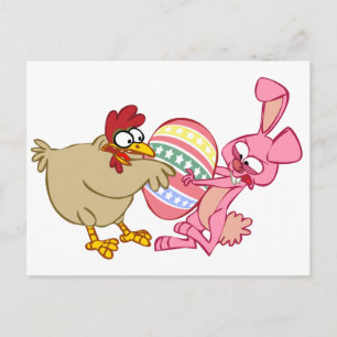 BUNNY VS CHICKEN POSTCARD
