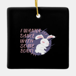Bunny Wants To Dance With Dance Partner Ceramic Ornament