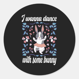 Bunny Wants To Dance With Dance Partner Classic Round Sticker