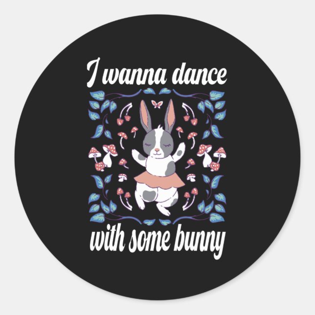 Bunny Wants To Dance With Dance Partner Classic Round Sticker (Front)