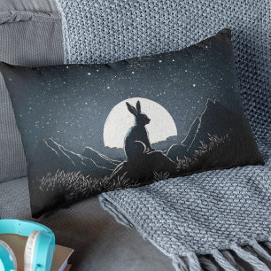 Bunny Watches The Night Sky  Lumbar Cushion