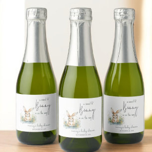 Bunny Watercolor Baby Shower  Sparkling Wine Label