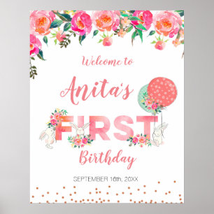 Bunny Watercolor Baby Shower Welcome Sign