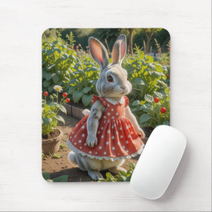 Bunny Wearing a Dress in Tomato Garden Mouse Mat