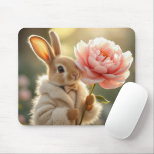 Bunny Wearing a Fur Coat Mouse Mat