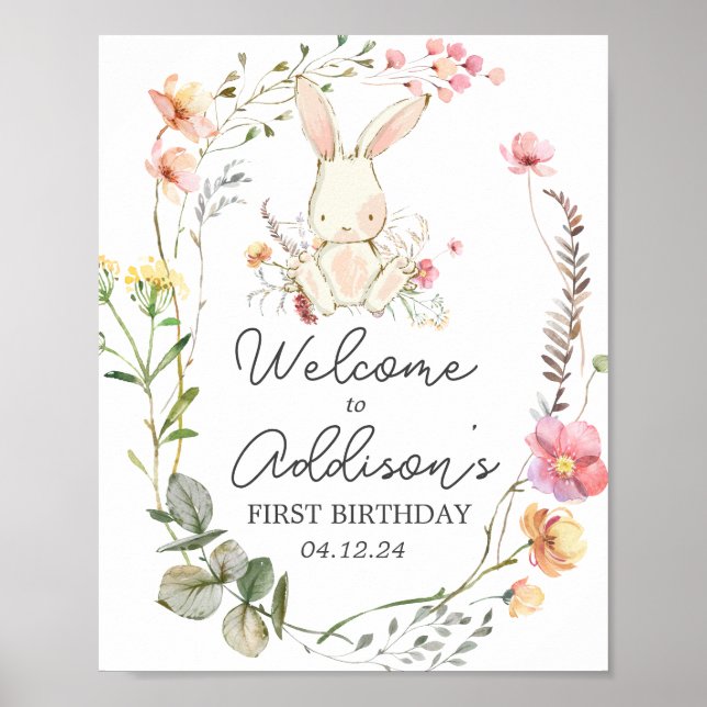 Bunny welcome sign, bunny poster,  poster (Front)